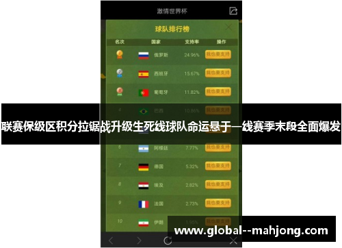 联赛保级区积分拉锯战升级生死线球队命运悬于一线赛季末段全面爆发